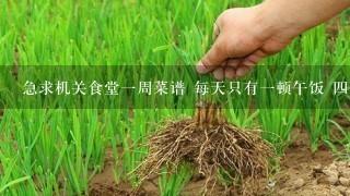 急求机关食堂1周菜谱 每天只有1顿午饭 4菜1汤 标准：15元